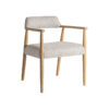 Silla staple de estilo colonial fabricado en madera de fresno en color marrón claro combinado con poliéster en color beige.