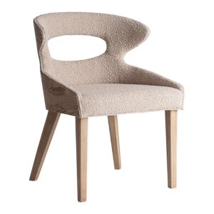 Silla Trebas de estilo contemporáneo fabricado en madera de fresno en color marrón claro combinado con poliéster en color beige.