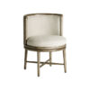 Silla varaire de estilo colonial fabricado en madera roble en color marrón combinado con poliéster en color blanco.