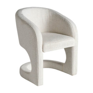 Sillón bilais de estilo art deco fabricado en poliéster en color blanco roto combinado con hierro.