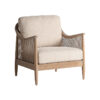 Sillón bolzano de estilo contemporáneo fabricado en madera de fresno en color marrón combinado con poliéster en color beige y espuma.