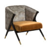 Sillón Brillon de estilo art deco fabricado en madera de pino en color negro combinado con madera de caucho en color negro y terciopelo en color ocre. Estructura: madera de caucho relleno: espumatela: 100% poliesterpatas cubiertas de acero inoxidable.