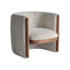Sillón Erbach de estilo art deco fabricado en madera de pino en color marrón combinado con poliéster en color beige con acabado jaspeado y espuma.