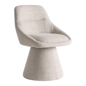 Sillón giratorio Essen de estilo contemporáneo fabricado en algodón en color beige combinado con metal. Producto desmontable.