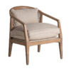 Sillón Gistel de estilo colonial fabricado en madera de fresno en color marrón combinado con lino en color beige. Producto desmontable desenfundable.