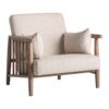 Sillón Grebin de estilo contemporáneo fabricado en madera abedul en color marrón combinado con algodón en color beige. Producto desenfundable.