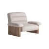 Sillón Jacquard de estilo contemporáneo fabricado en madera de olmo en color marrón combinado con poliéster en color beige.