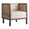 Sillón Kaleb de estilo contemporáneo fabricado en madera de mango en color negro combinado con poliéster en color crema y espuma.