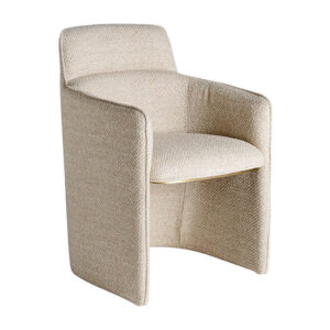 Sillón mayun de estilo art deco fabricado en poliéster en color beige combinado con hierro.
