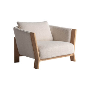 Sillón nara de estilo contemporáneo fabricado en poliéster en color marrón combinado con madera roble en color beige. Producto desenfundable.