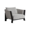 Sillón nara de estilo contemporáneo fabricado en poliéster en color gris con acabado jaspeado combinado con madera roble en color negro. Producto desenfundable.