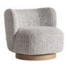 Sillón Oderzo de estilo colonial fabricado en poliéster en color gris con acabado jaspeado combinado con madera de pino en color marrón claro y espuma.