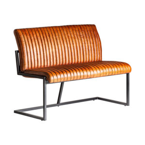Sofá Bar chadron de estilo vintage fabricado en piel de búfalo en color marrón combinado con hierro en color negro.