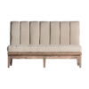 Sofá Bar retz de estilo provenzal fabricado en madera de teka en color blanco roto combinado con lino. Producto desenfundable.
