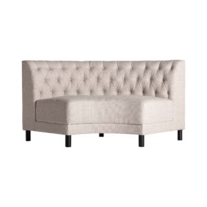 Sofá modular Egna de estilo art deco fabricado en madera de pino en color negro combinado con poliéster en color crema y madera de caucho en color negro. Producto desmontable.