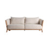 Sofá nara de estilo contemporáneo fabricado en poliéster en color marrón beige combinado con madera roble en color beige. Producto desenfundable.