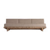 Sofá pure de estilo colonial fabricado en madera de teka reciclada en color marrón con acabado natural combinado con polipropileno reciclado en color beige y espuma. Producto desmontable desenfundable.