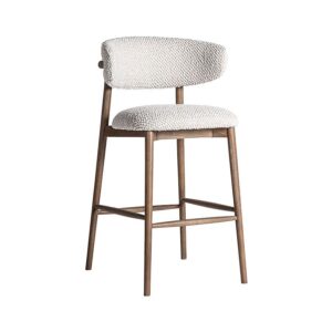 Taburete gerb de estilo contemporáneo. Fabricado en madera de fresno en color marrón combinado con poliéster en color beige.