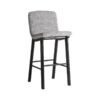 Taburete Jacquard de estilo contemporáneo fabricado en madera roble en color negro combinado con poliéster en color gris.
