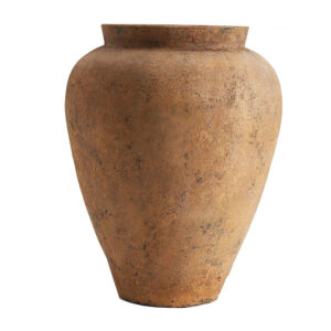 Tinaja Eride de estilo contemporáneo fabricado en terracota en color cobre con acabado envejecido.