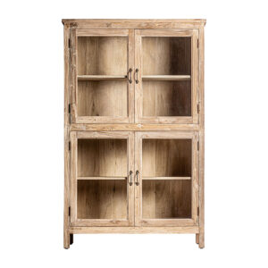 Vitrina carrik de estilo colonial fabricado en madera de mango reciclada en color marrón combinado con vidrio.